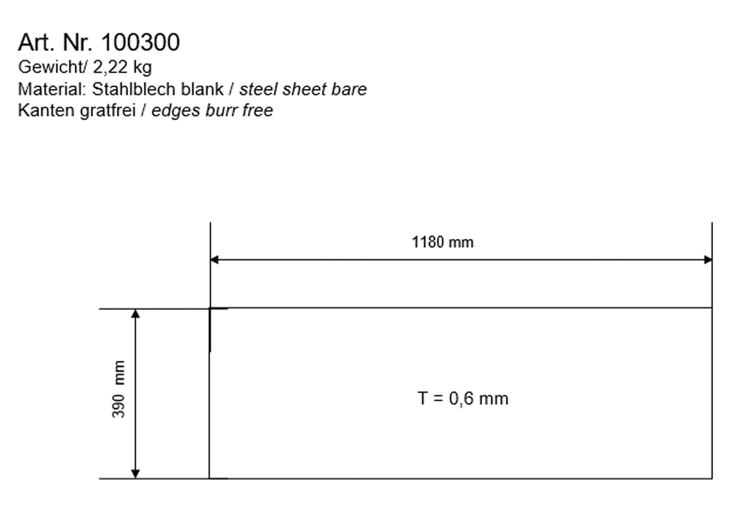 bellissa Blechzuschnitt ( 2 Stück) 1180x390x0,63 mm - für bellissa Grill+Feuerstelle 95580 (Ersatzteil)