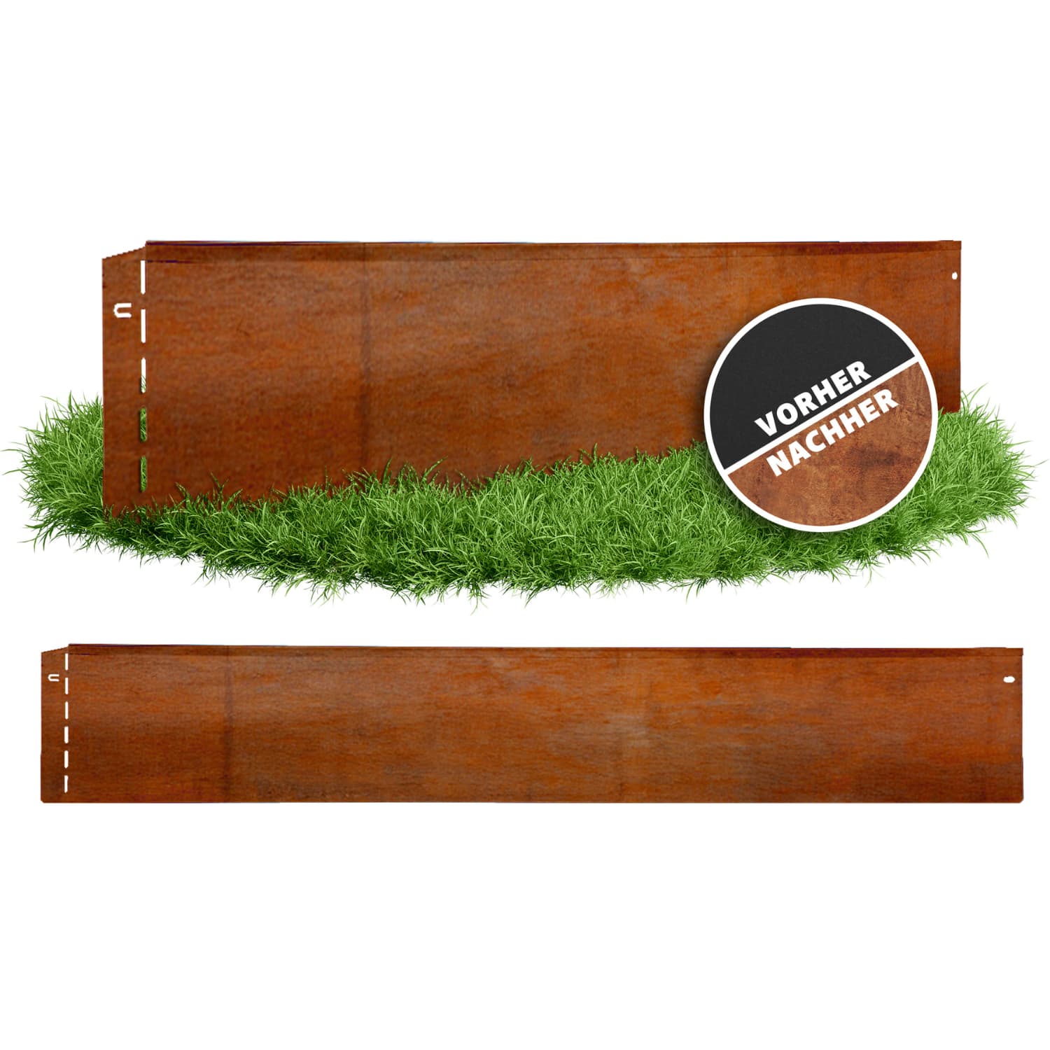 Metall-Rasenkante Aus Cortenstahl – 10 M Lang, 10 Cm Hoch, Für Beete, Kies & Wege, Selbstrostend
