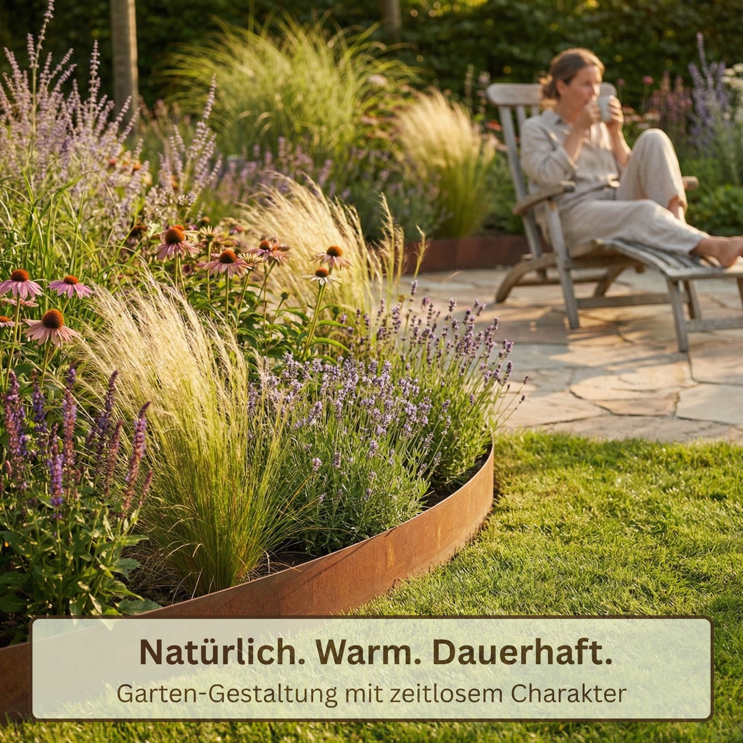 Rasenkantenband aus Cortenstahl – 15 cm hoch, Länge 10 m, 0,5 mm stark – GartenAZ Beetumrandung mit Umbördelung - ID: 69642408984950