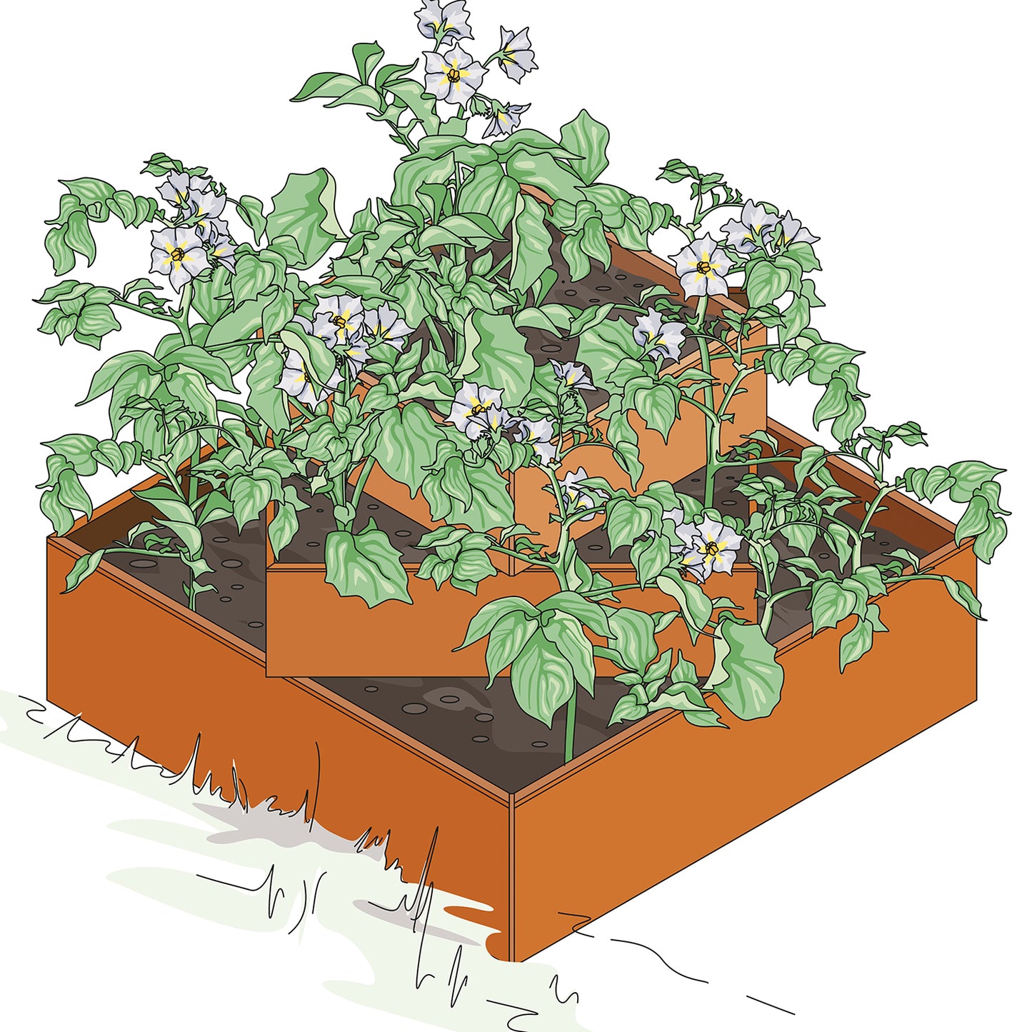 bellissa Turmbeet; L 100 x B 100 x H 70 cm, 1.5 mm Corten, 3 Rahmen