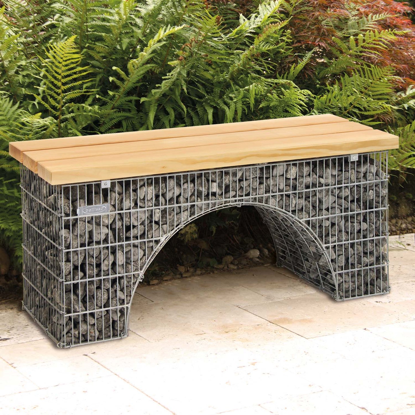 bellissa Sitzbank Bogengabione arco mit Sitzfläche Douglasie B125xT45xH54 cm - ID: 67832183325046
