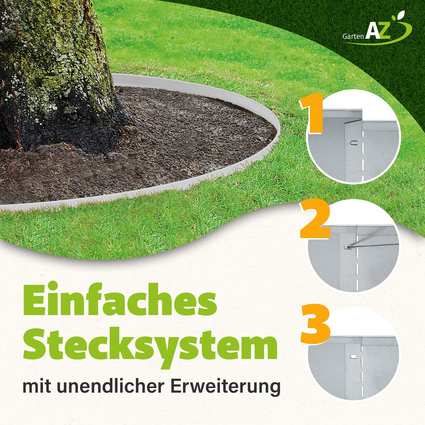 GartenAZ Metall Rasenkante verzinkt 103x20 cm, Nutzlänge 100 cm