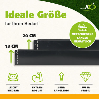 GartenAZ Metall Rasenkante, anthrazit 103x20 cm, Nutzlänge 100 cm