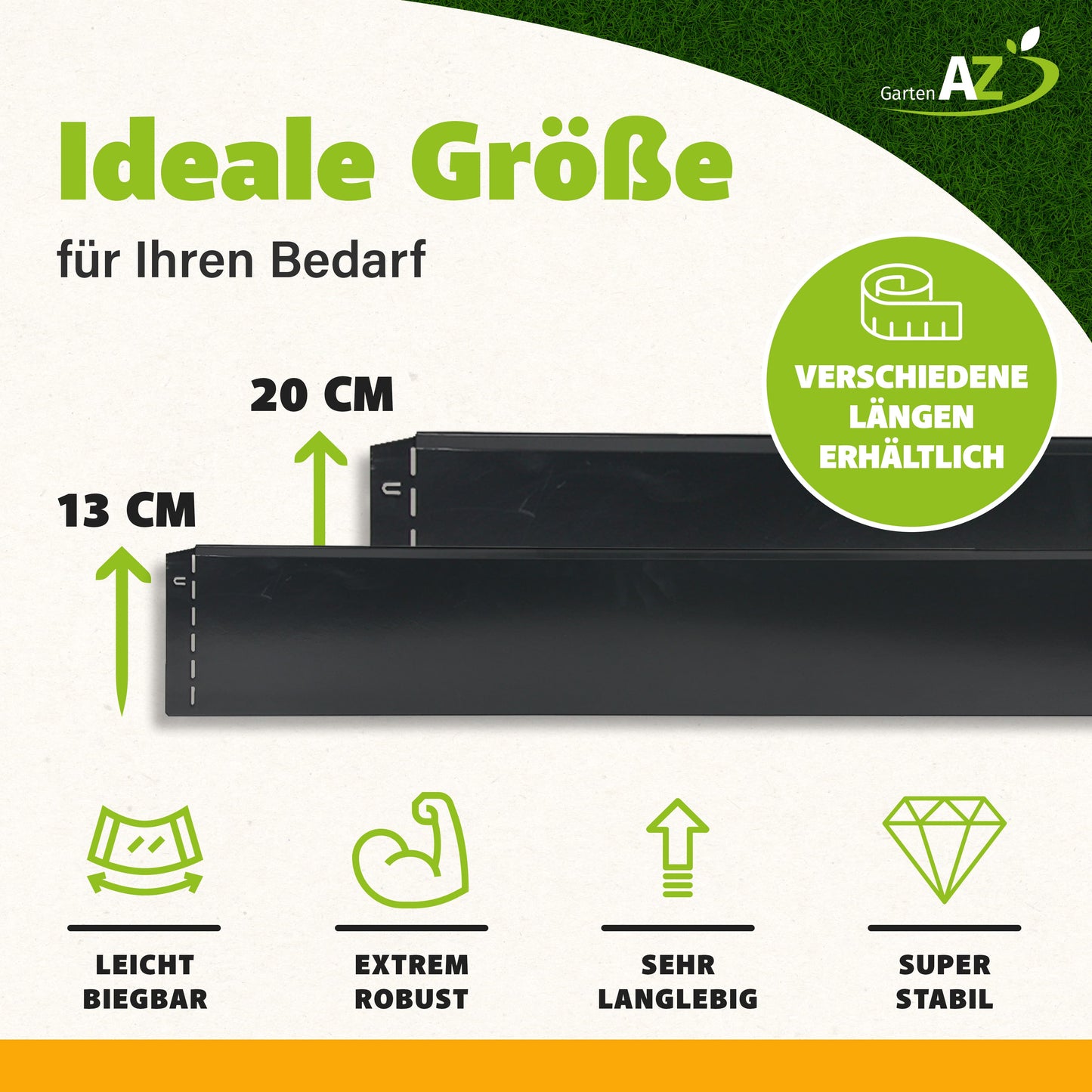 GartenAZ Metall Rasenkante, anthrazit 103x13 cm, Nutzlänge 100 cm