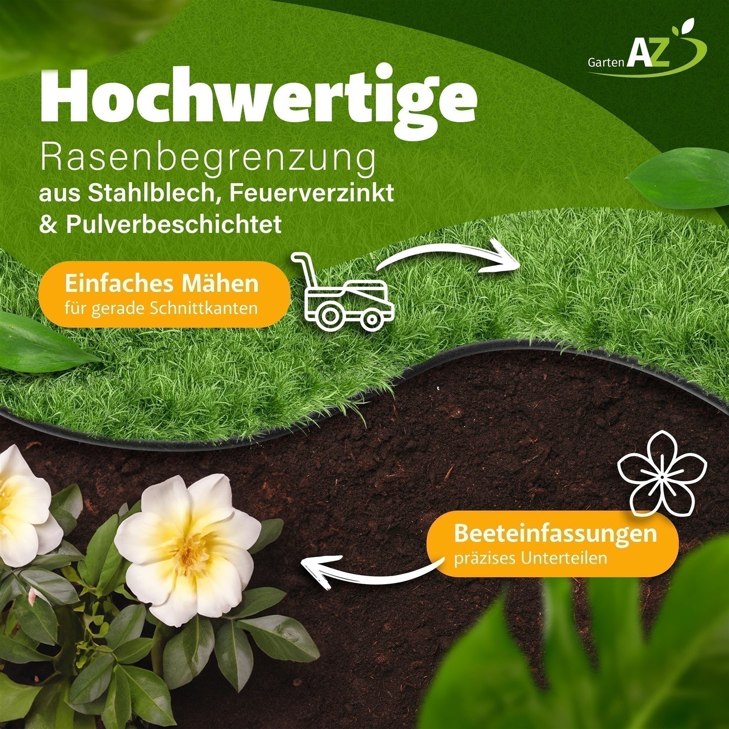 GartenAZ Metall Rasenkante, anthrazit 103x13 cm, Nutzlänge 100 cm - ID: 70409111011702