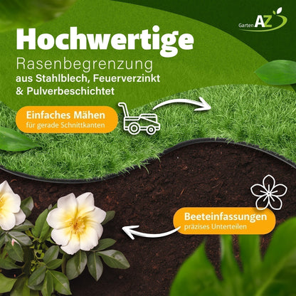 GartenAZ Metall Rasenkante, anthrazit 103x13 cm, Nutzlänge 100 cm - ID: 70409111011702
