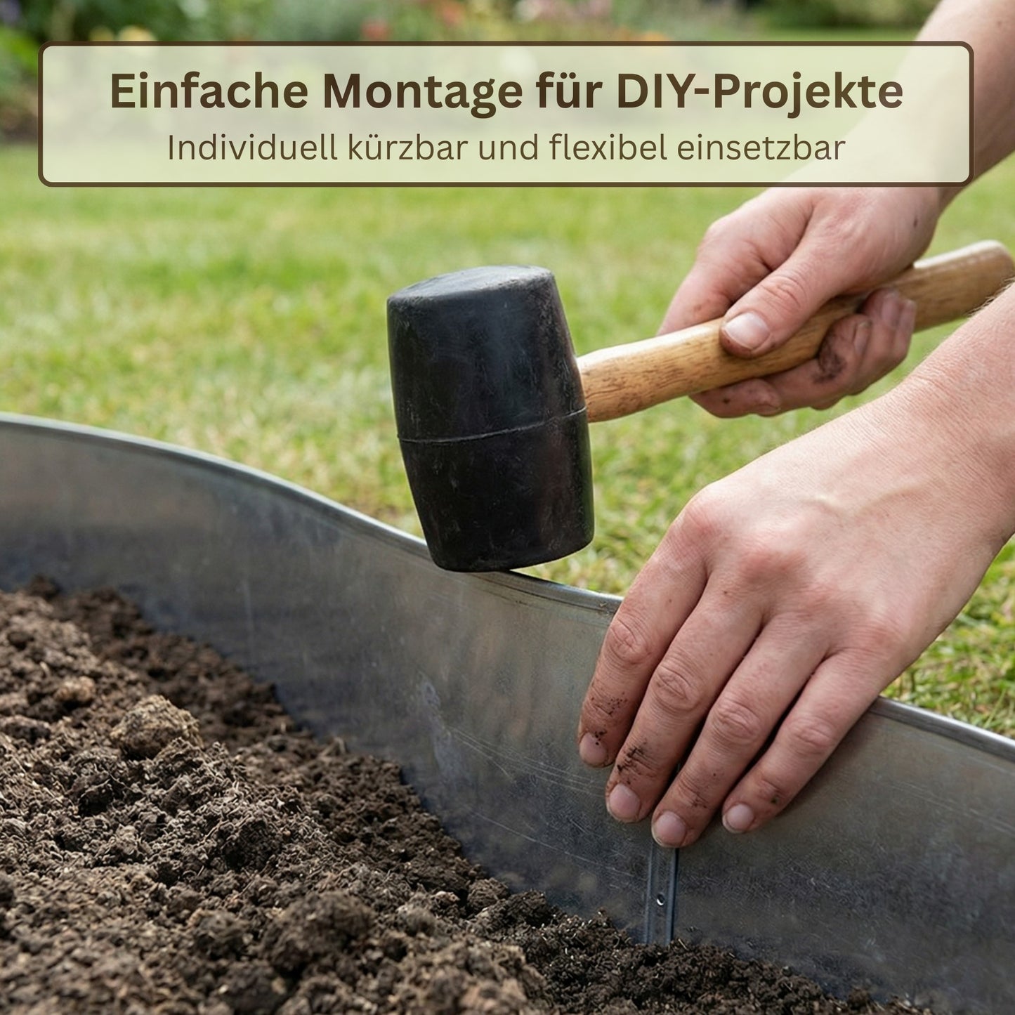Rasenkantenband aus verzinktem Stahl – 15 cm hoch, Länge 10 m, 0,5 mm stark – GartenAZ Beetumrandung mit Umbördelung - ID: 69641981952374