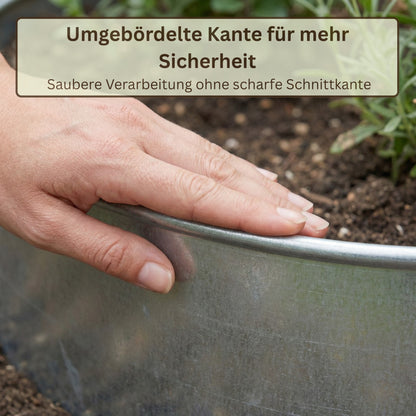 Rasenkantenband aus verzinktem Stahl – 15 cm hoch, Länge 10 m, 0,5 mm stark – GartenAZ Beetumrandung mit Umbördelung - ID: 69641982607734