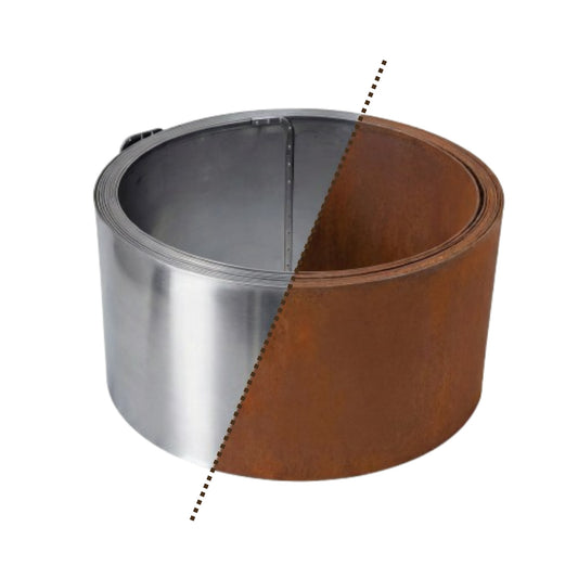 Rasenkantenband aus Cortenstahl – 15 cm hoch, Länge 10 m, 0,5 mm stark – GartenAZ Beetumrandung mit Umbördelung