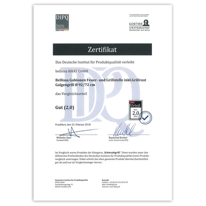 bellissa Feuer und Grillstelle inkl. Grillrost Galgen + Ketten Ø 92/72 cm H 40 cm