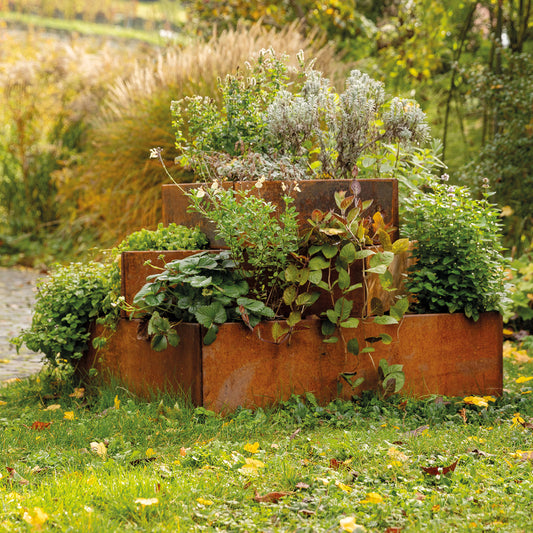 bellissa Turmbeet; L 100 x B 100 x H 70 cm, 1.5 mm Corten, 3 Rahmen