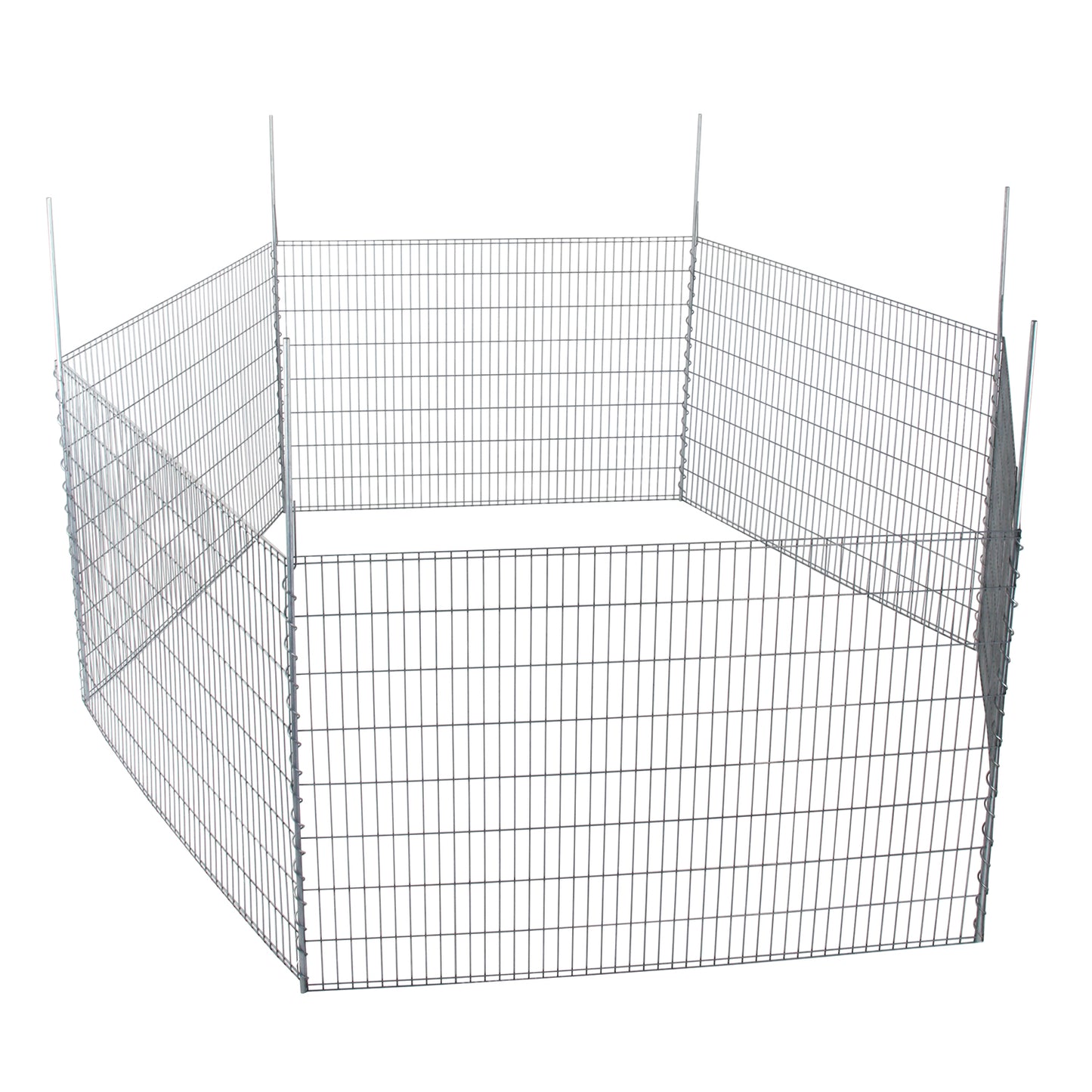 bellissa Teichschutzzaun-Set verzinkt / Kleintiergehege 710x80 cm inkl. 6 Gitter, 7 Pfosten, Spirale