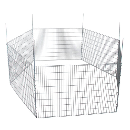 bellissa Teichschutzzaun-Set verzinkt / Kleintiergehege 710x80 cm inkl. 6 Gitter, 7 Pfosten, Spirale