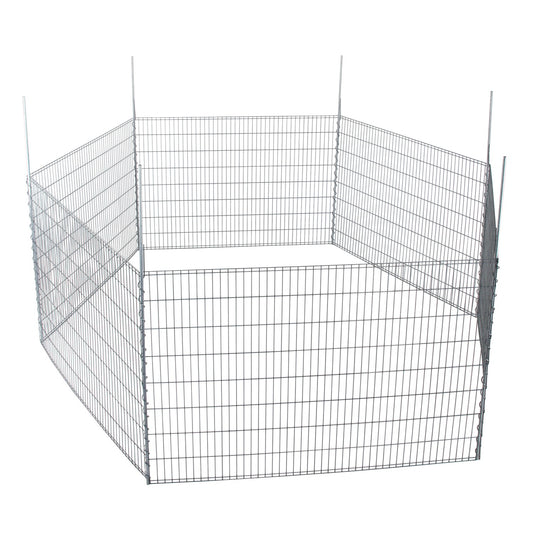 bellissa Teichschutzzaun-Set verzinkt / Kleintiergehege 710x80 cm inkl. 6 Gitter, 7 Pfosten, Spirale