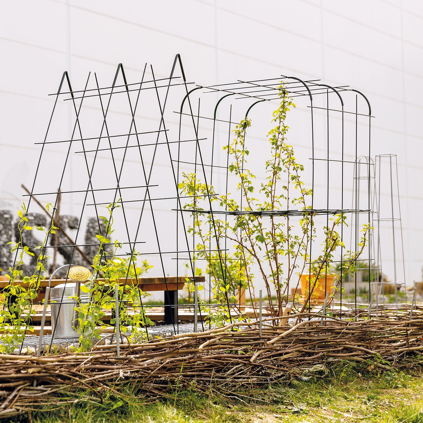 bellissa Rankhilfe Andybell S Set: 3x Rankgitter Andybell S & 6 Rankgitter Verbinder Andybell 90°; L 70 x B 42 x H 70 cm, Pulver besch. grün, 4 mm