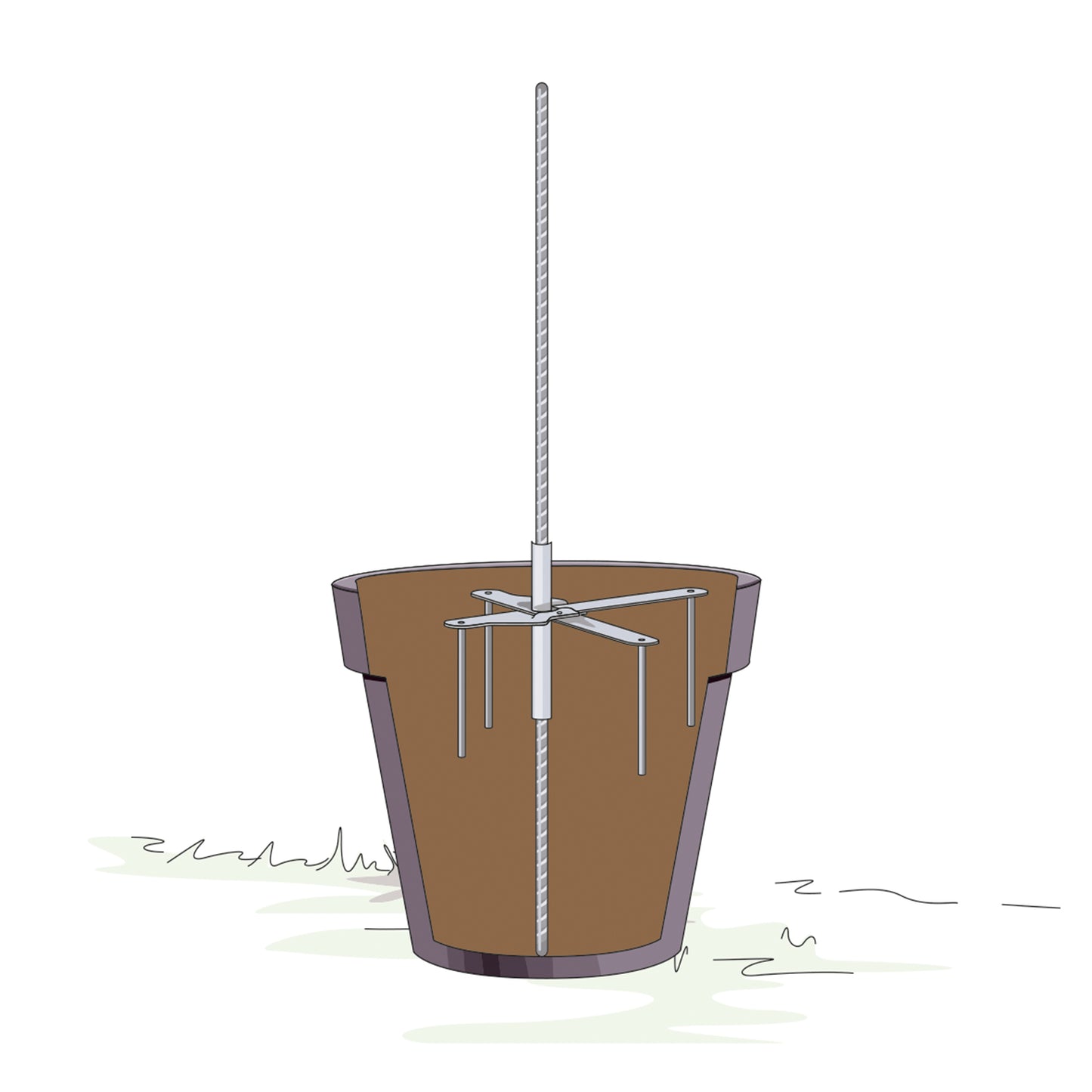 bellissa Pflanzstabhalter Schmetterling; L 23 x B 23 x H 13 cm, Topf Ø25 cm, 1,4 mm verz.