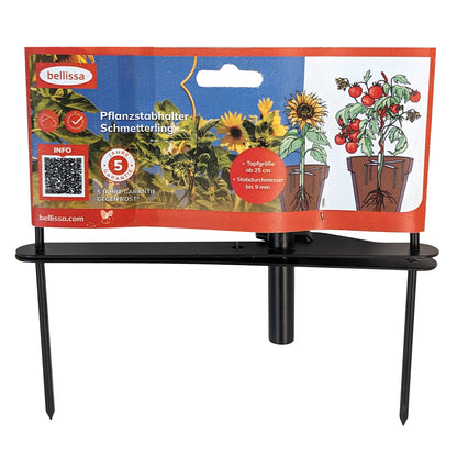 bellissa Pflanzstabhalter Schmetterling; L 23 x B 23 x H 13 cm, Topf Ø25 cm, 1,4 mm verz.