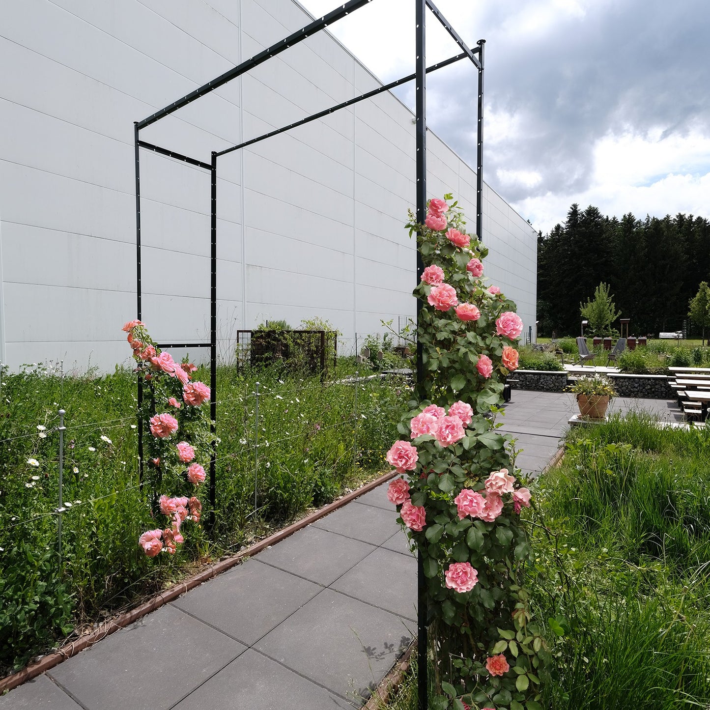 bellissa Torbogen TIMO:L80-150 cm x B42 x H180-230 cm, 1,5mm, verzinkter Stahl - ID: 70408958542198