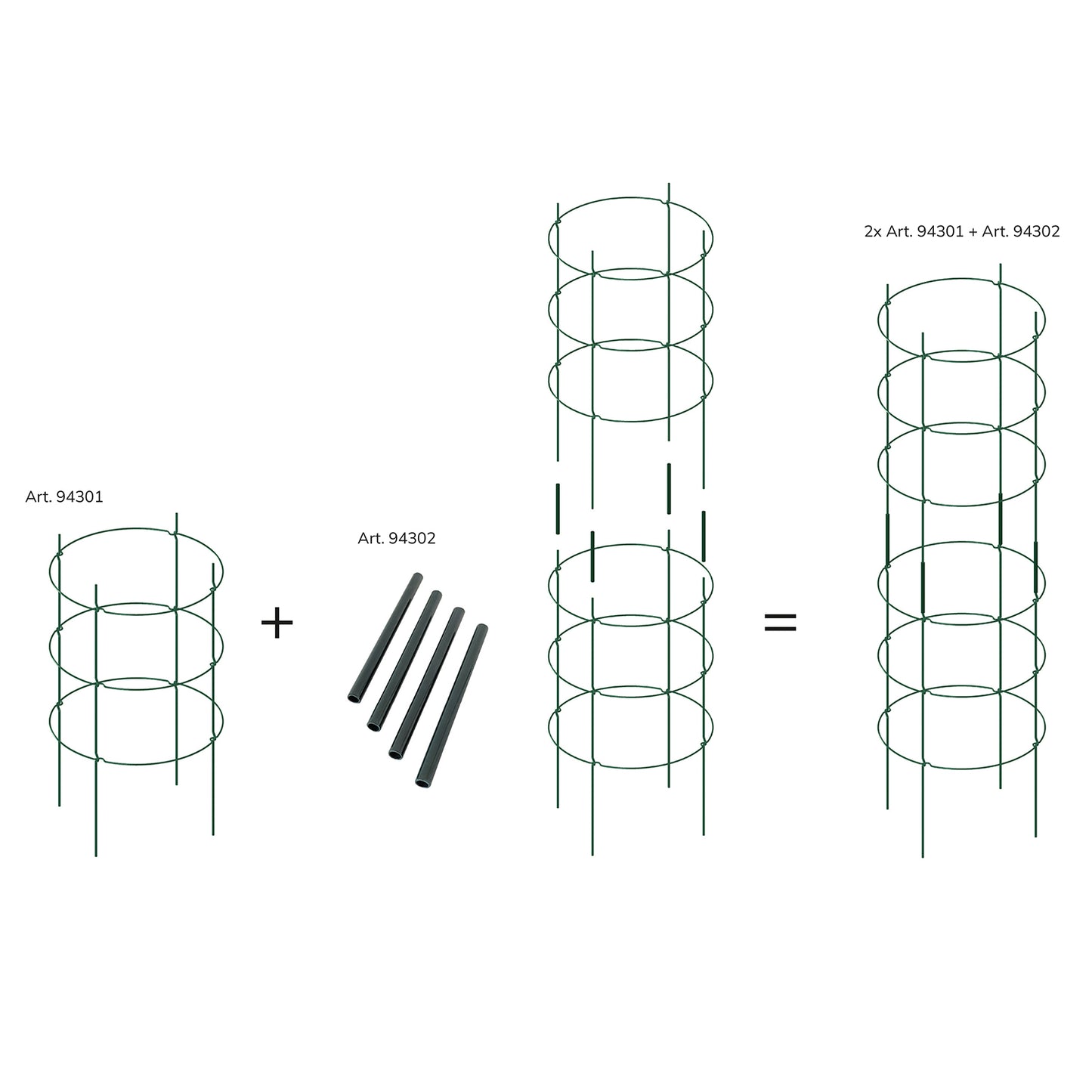 bellissa Rankgitter Verbinder für Staudenstütze FALTER (4er Set); L 13x B 1 x H 15 cm, Pulver besch., 1.5 mm verz.