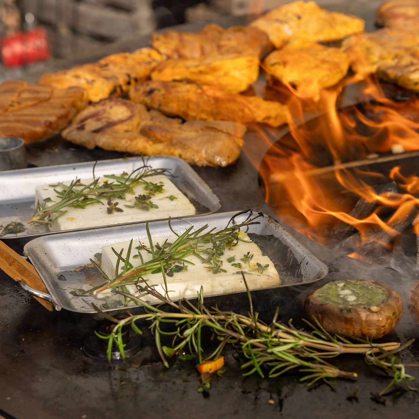 bellissa Sole Grillring Grillplatte Feuerplatte für Grillrost & Feuerschale rund Antihaft Funktion