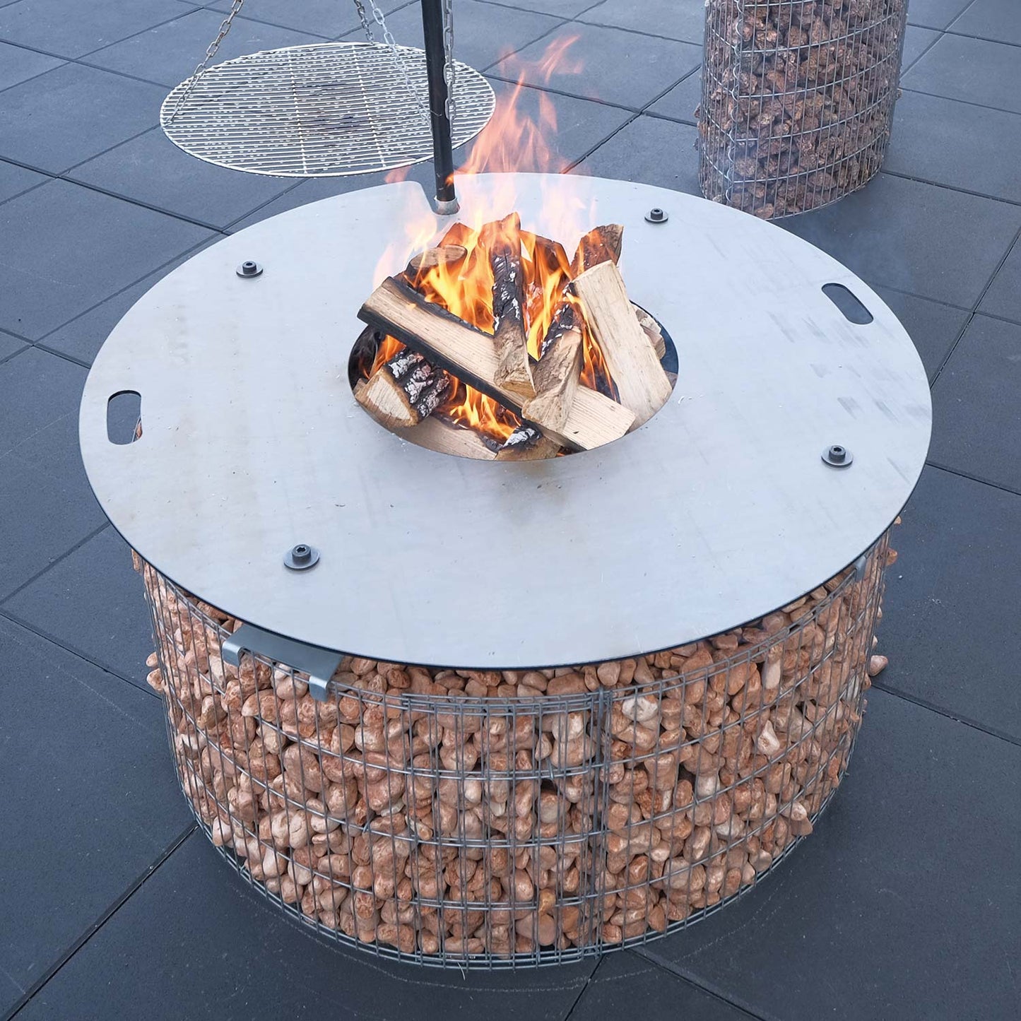 bellissa Sole Grillring Grillplatte Feuerplatte für Grillrost & Feuerschale rund Antihaft Funktion