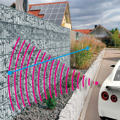 bellissa Lärmschutz-Gabione pronto / Rundpfosten 102,5 x 23,5 x 195 cm Pfosten nicht sichtbar