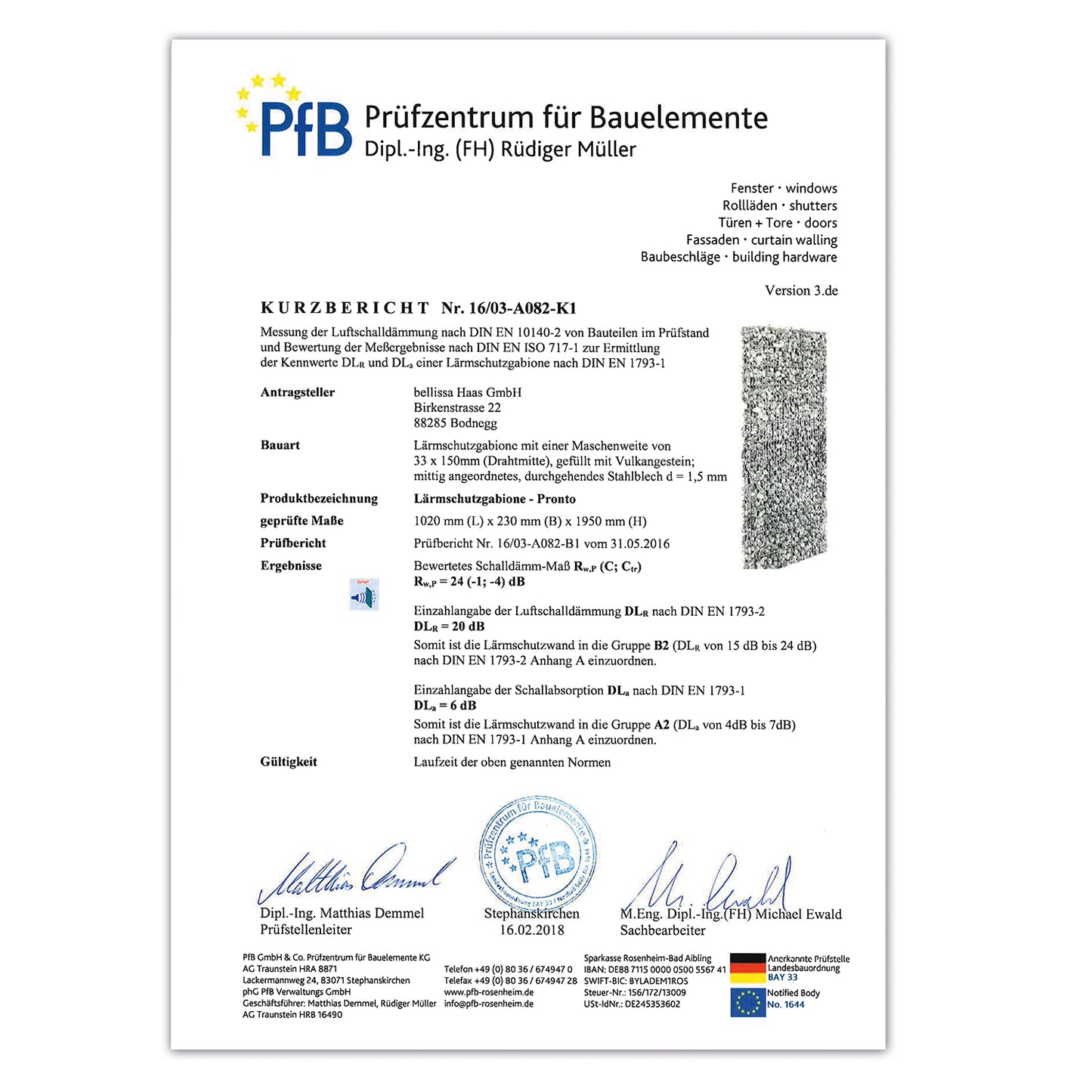 bellissa Lärmschutz-Gabione pronto / Rundpfosten 102,5 x 23,5 x 195 cm Pfosten nicht sichtbar