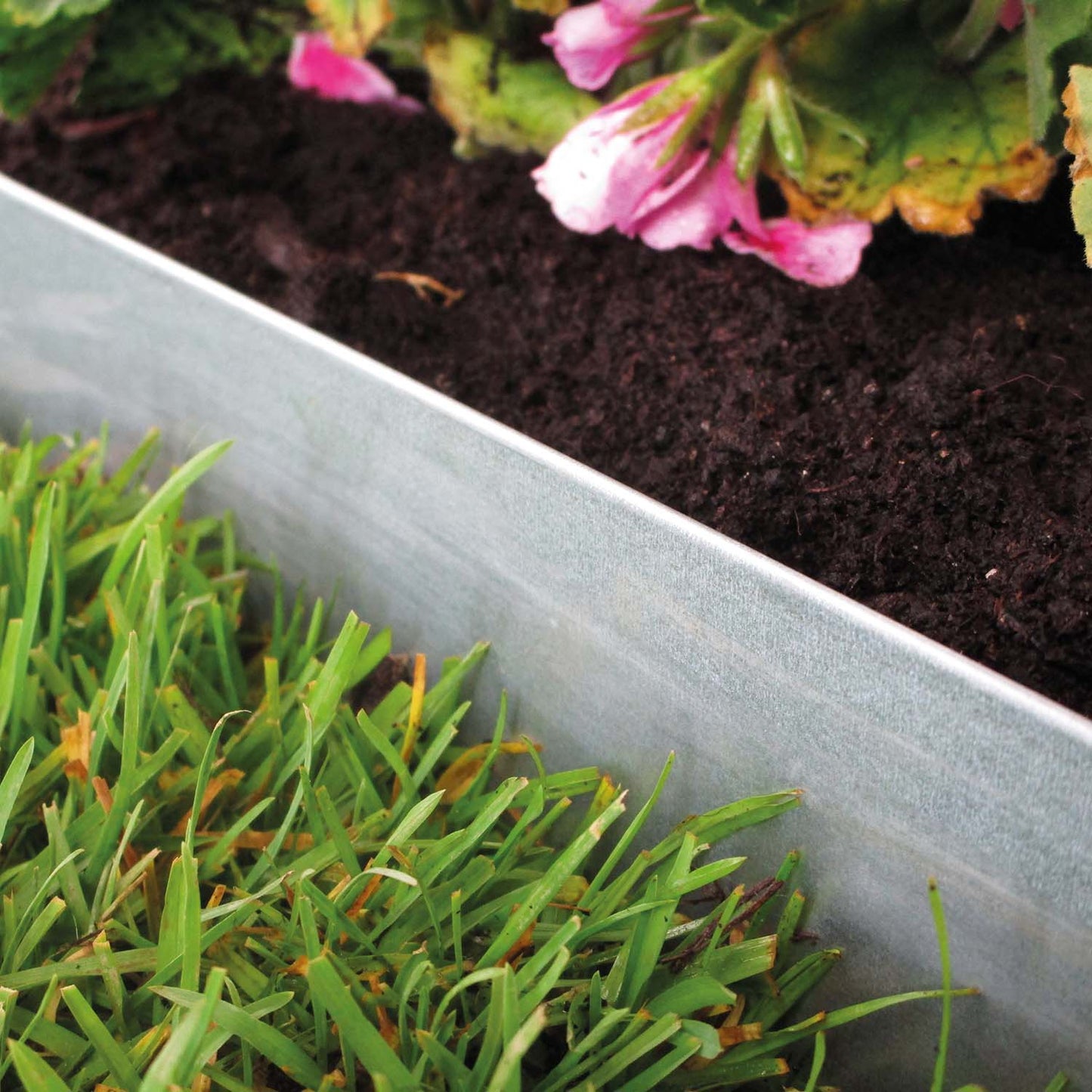 bellissa Rasenkante Basic 2er Set Metall verzinkt 100x10 cm, Nutzlänge 2x 0,97 m