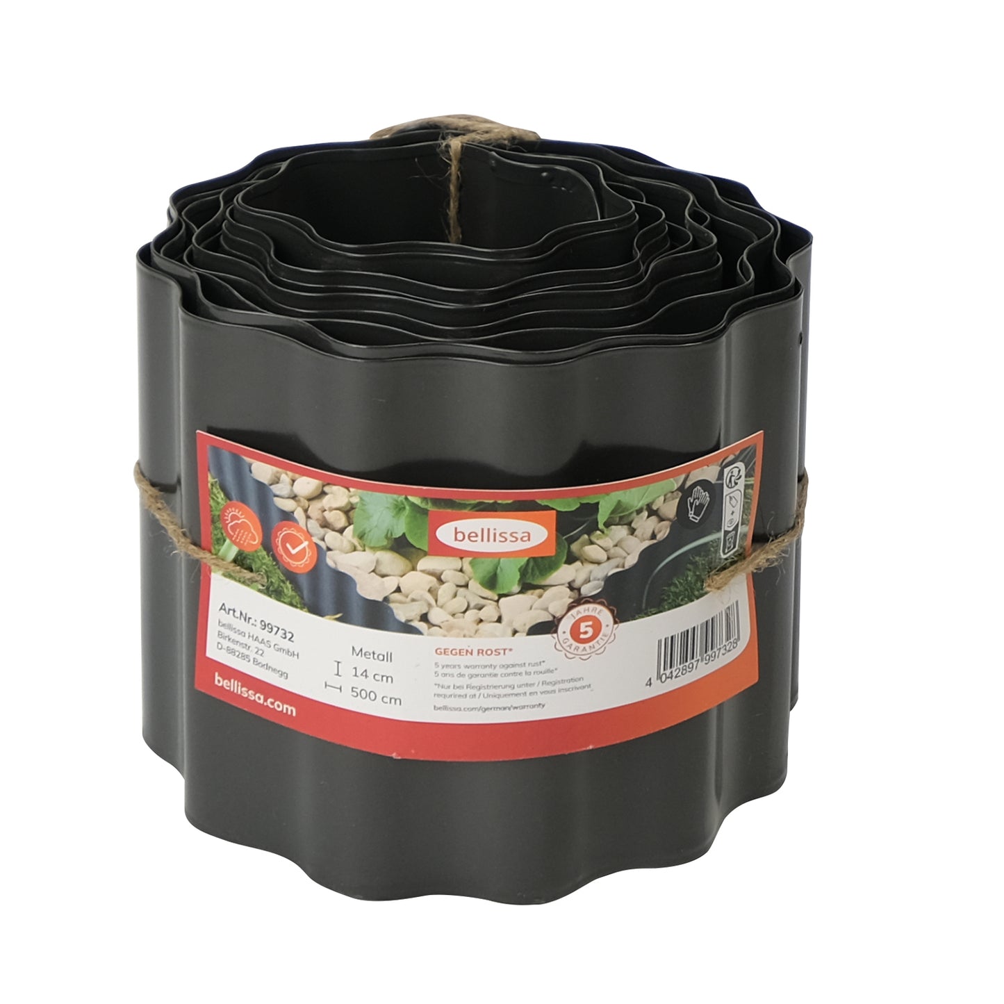 bellissa Metall Rasenkantenband Welle schwarz 500x14 cm (Sonderedition)