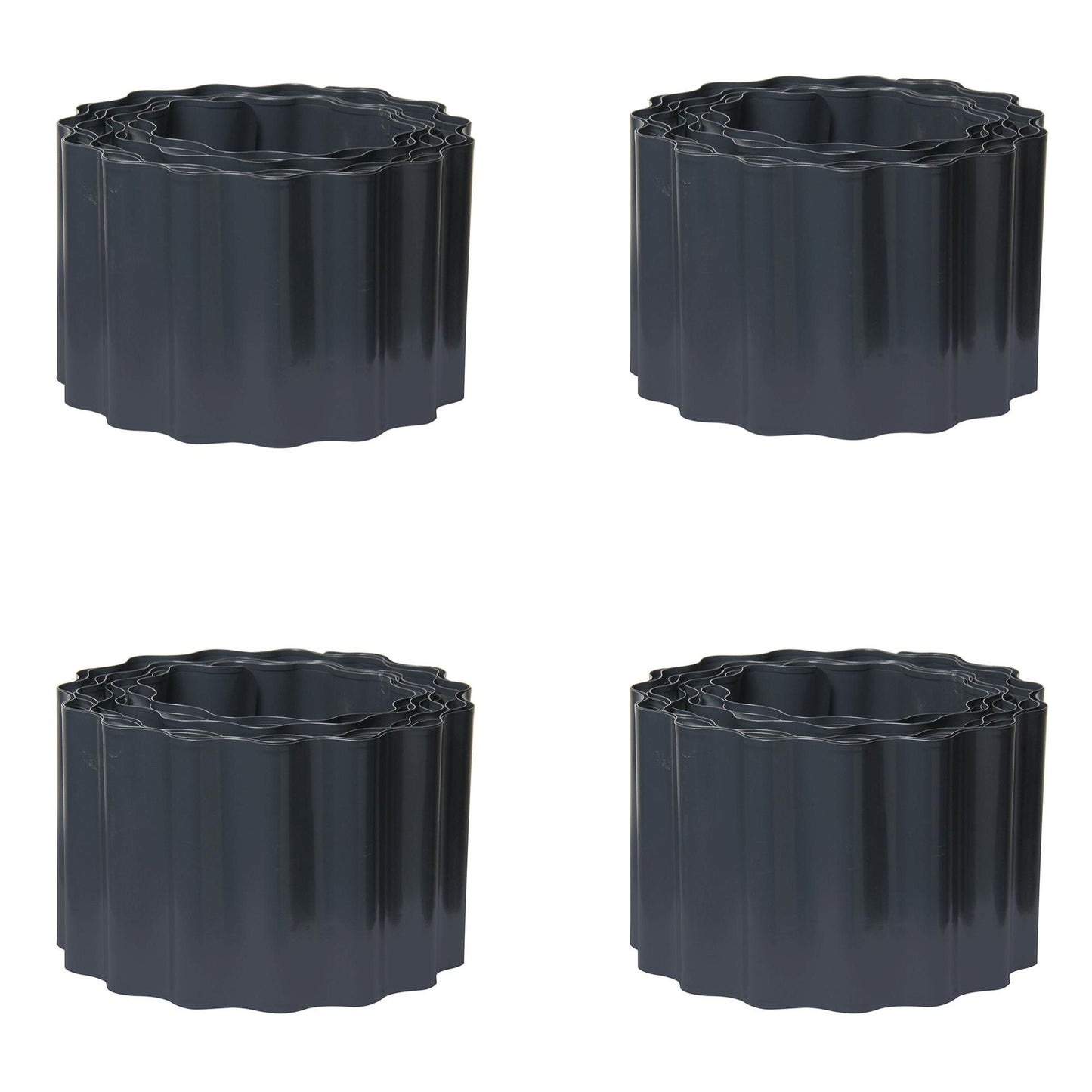 bellissa Metall Rasenkantenband Welle schwarz 500x14 cm (Sonderedition) - 4 Stück