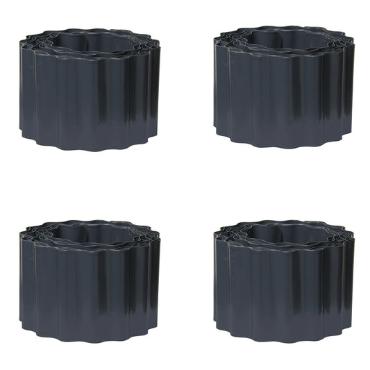 bellissa Metall Rasenkantenband Welle schwarz 500x14 cm (Sonderedition) - 4 Stück