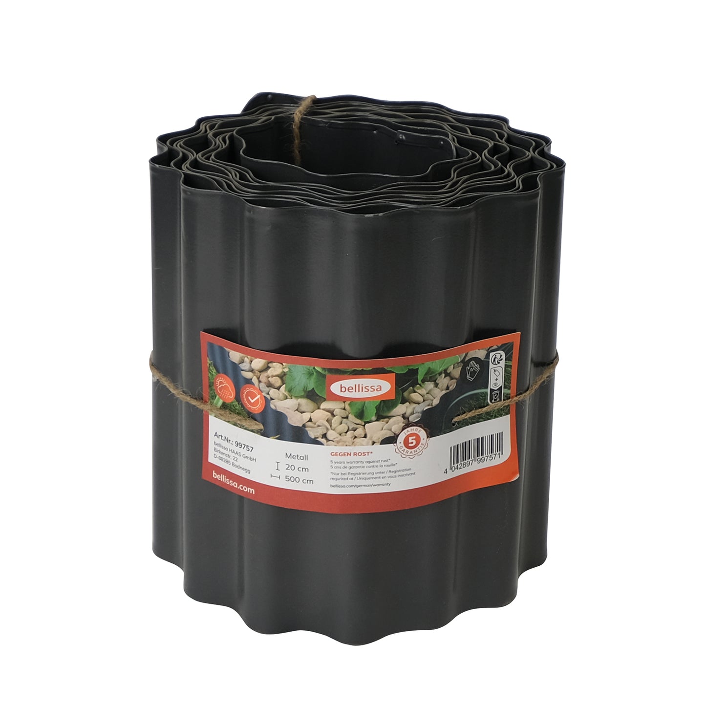 bellissa Metall Rasenkantenband Welle anthrazit 500x20 cm