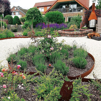 Rasenkantenband aus Cortenstahl – 15 cm hoch, Länge 15 m, 1 mm stark – GartenAZ inklusive Einschlaghilfe - ID: 70409359786358
