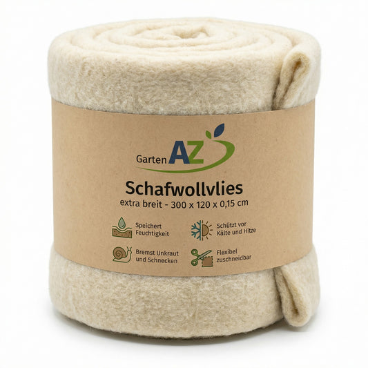 GartenAZ Bio Schafwollvlies 300x120cm – Natürliches Wintervlies & Gartenvlies – Ökologische Mulchmatte & Frostschutz-Vlies