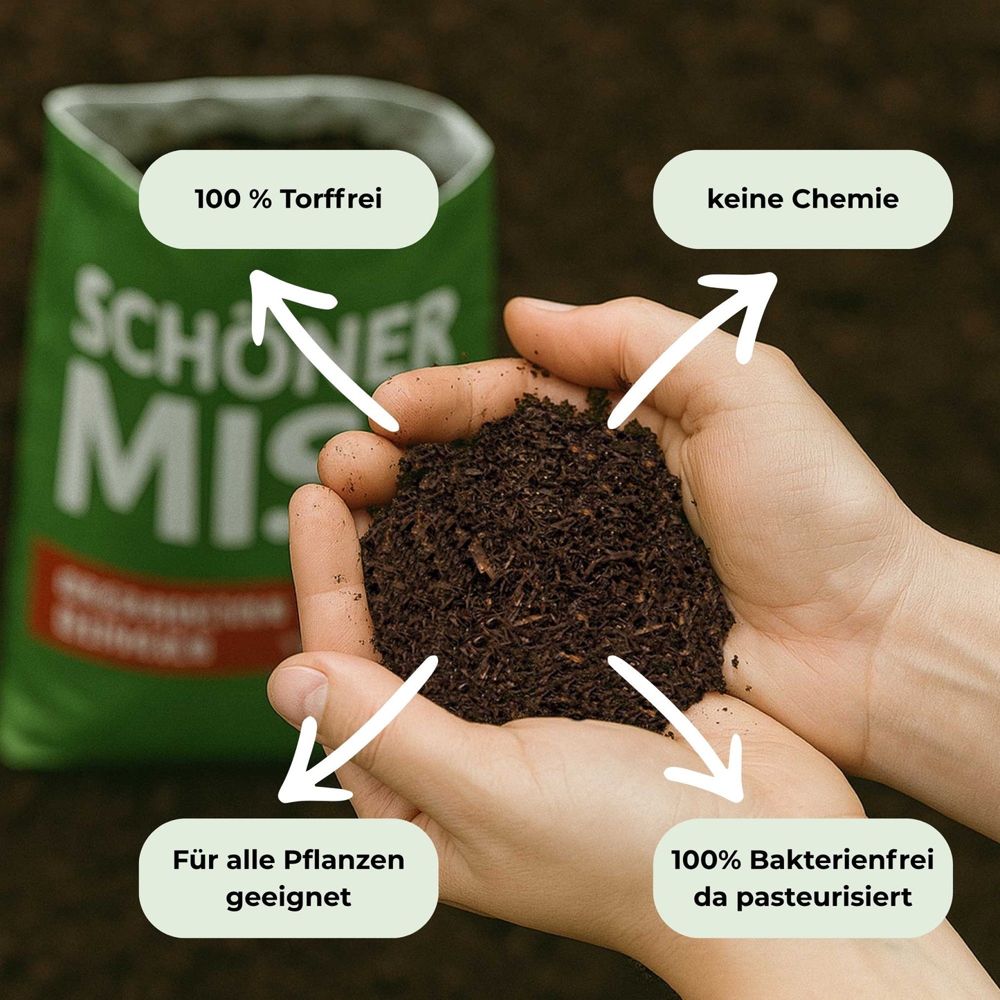 Pferdemist Universaldünger - 54 x Champost Schöner Mist - 50 Liter (1 Palette) - Pferdedung Pferdedünger