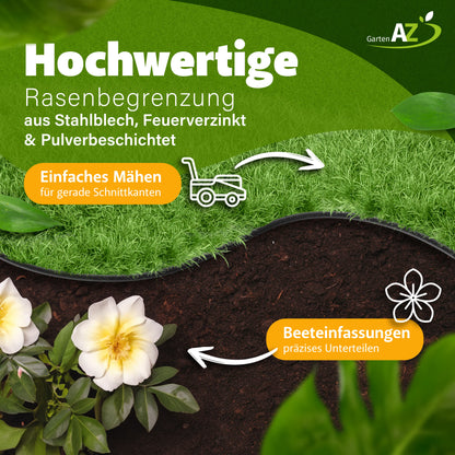 GartenAZ Metall Rasenkante, anthrazit 103x13 cm, Nutzlänge 100 cm