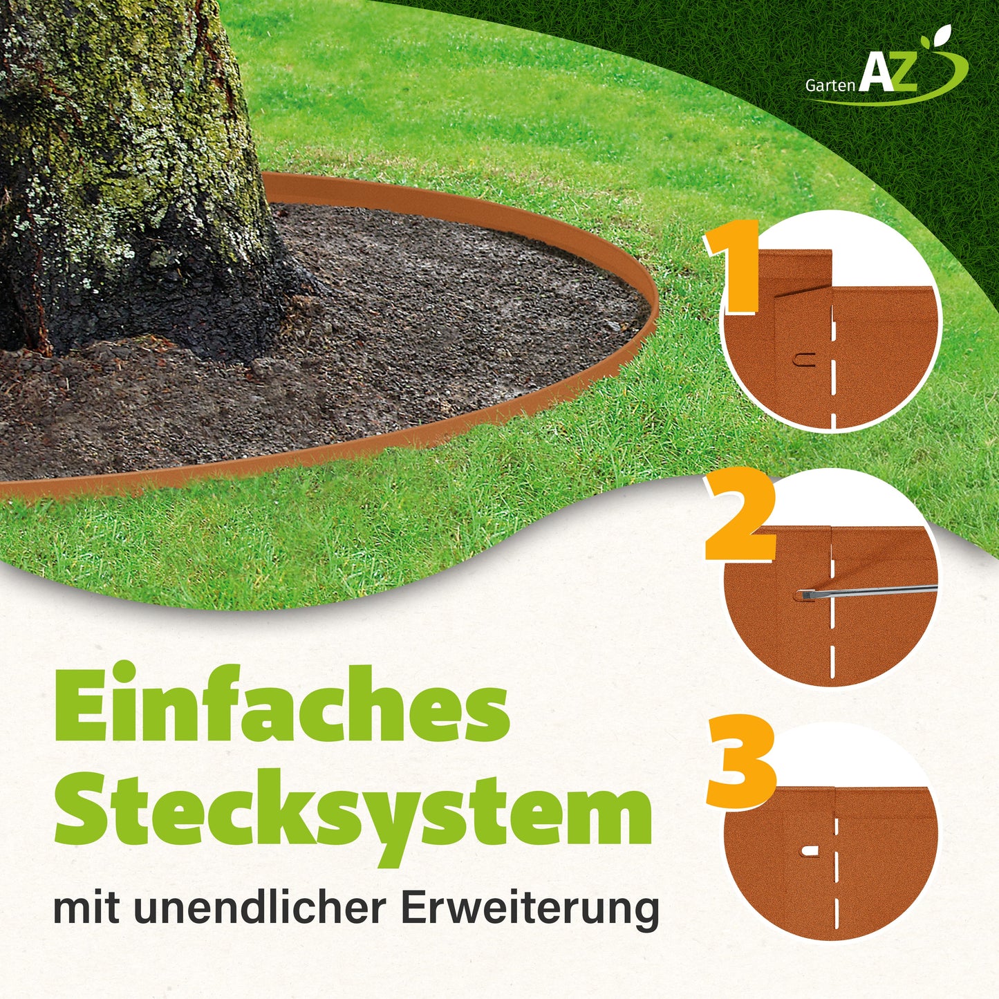 GartenAZ Metall Rasenkante corten 103x13 cm, Nutzlänge 100 cm