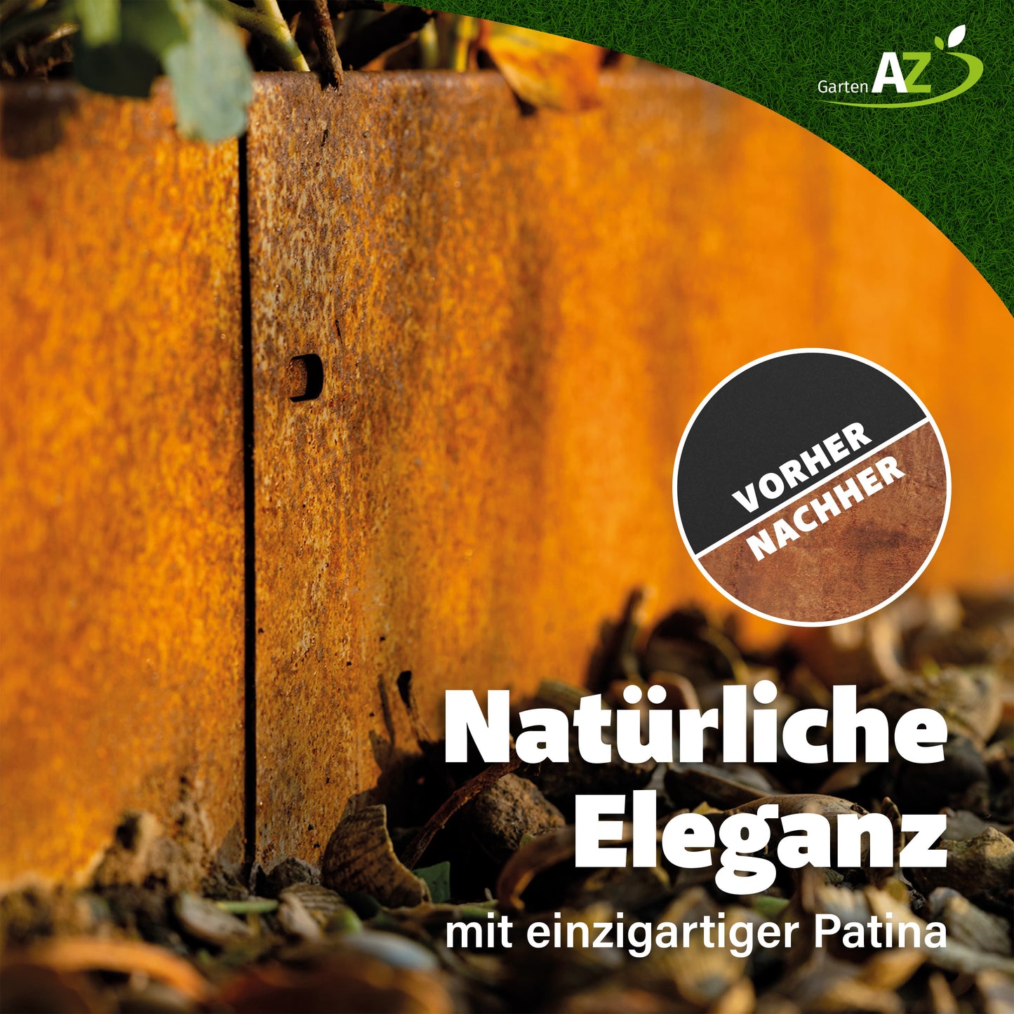 GartenAZ Metall Rasenkante corten 103x20 cm, Nutzlänge 100 cm