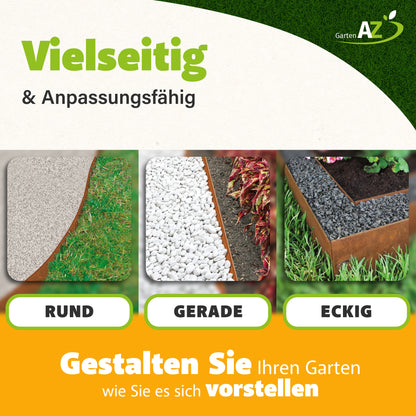 GartenAZ Metall Rasenkante corten 103x13 cm, Nutzlänge 100 cm