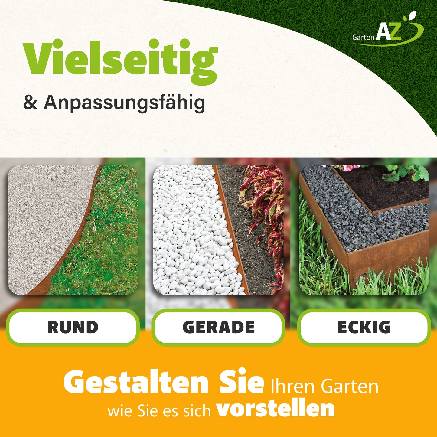 GartenAZ Metall Rasenkante corten 103x13 cm, Nutzlänge 100 cm