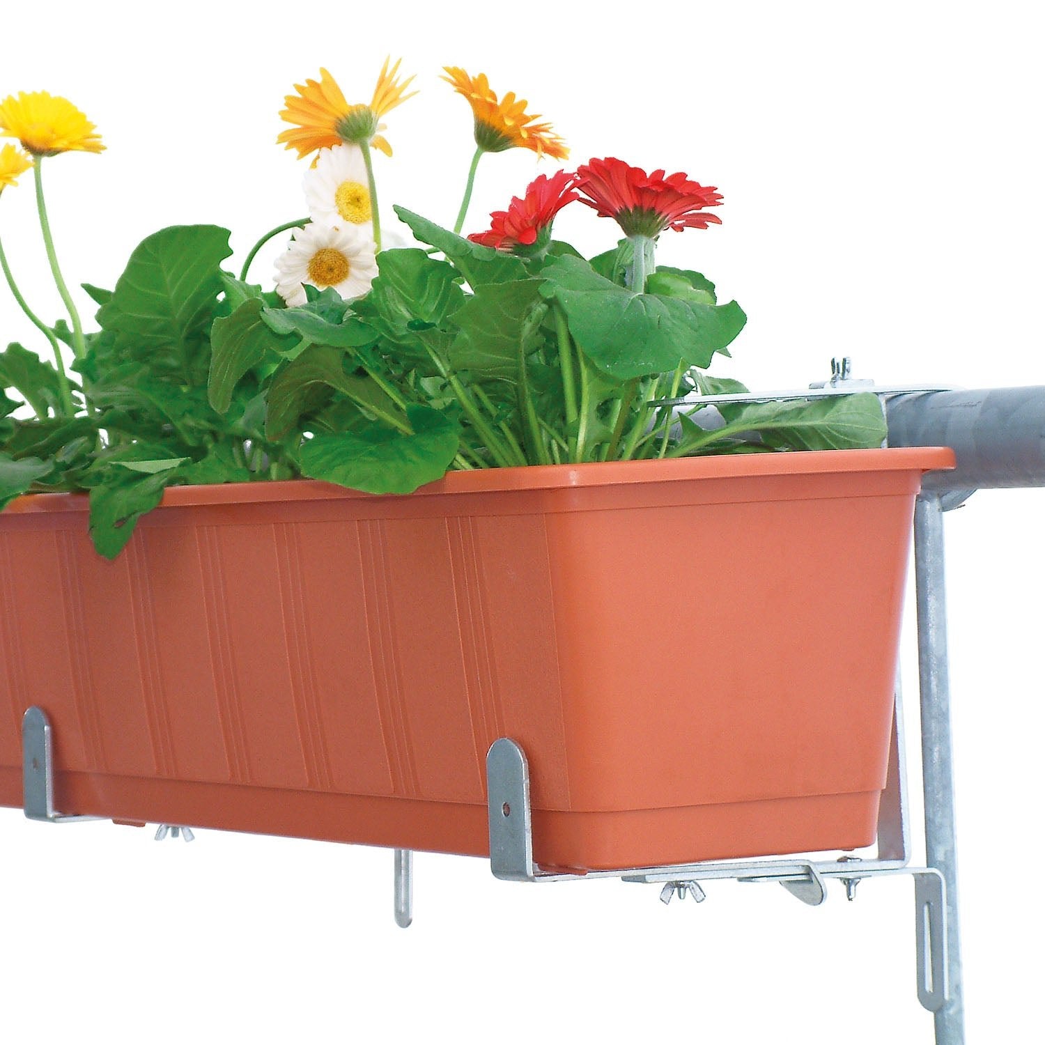 bellissa Blumenkastenhalter schwer für Rundrohre, belastbar bis 30kg/Paar - 93245 - Rasenkante 24